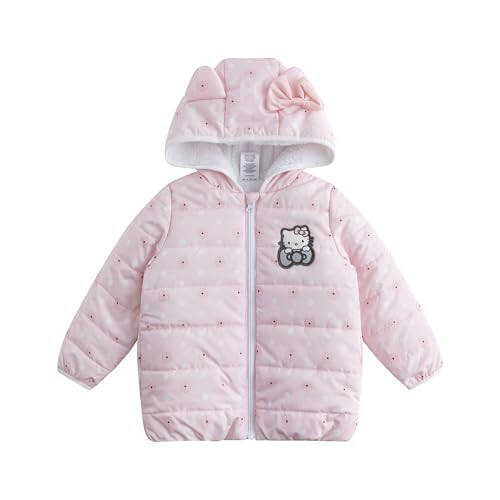 Hello Kitty Sanrio Girls Kulakli Bolalar va Katta Bolalar uchun quloqli Puffer kurtka - 2