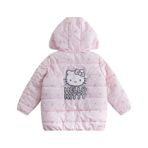 Hello Kitty Sanrio Girls Kulaklı Çocuk ve Büyük Çocuklar İçin Kapüşonlu Puffer Mont - 5