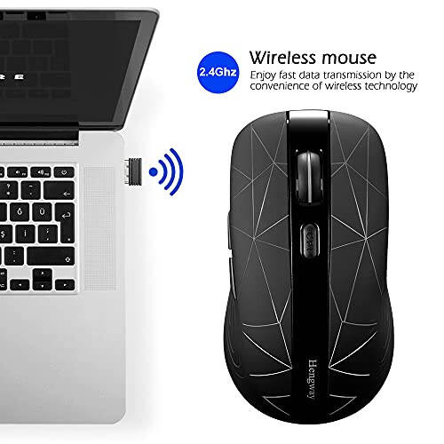 Hengway Rechargeable Wireless Mouse 6 Keys, cyclic Illuminating Powered by Li-Polymer Battery, Optical Sensor, Nano USB Receiver, 3-Stage DPI speeds for PC, Laptop, Tablet, MacBook etc(Firework Light) - 2