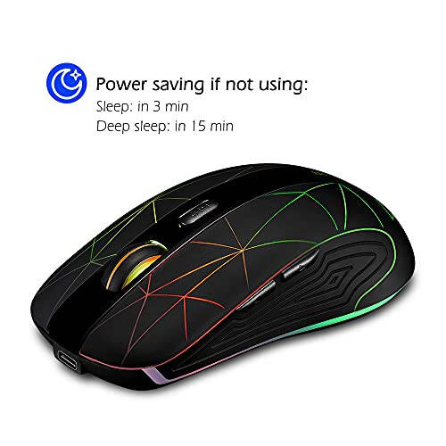 Hengway Rechargeable Wireless Mouse 6 Keys, cyclic Illuminating Powered by Li-Polymer Battery, Optical Sensor, Nano USB Receiver, 3-Stage DPI speeds for PC, Laptop, Tablet, MacBook etc(Firework Light) - 5