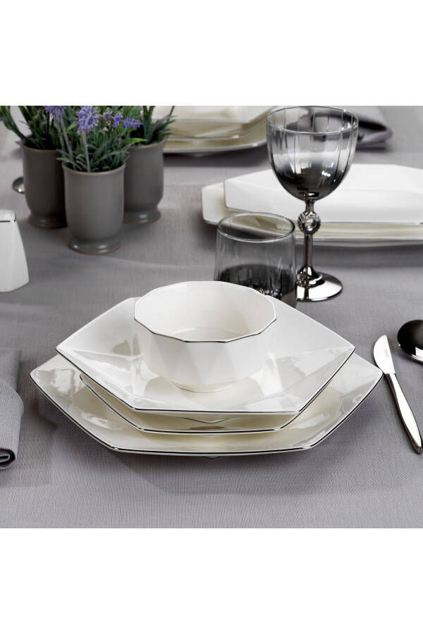 Hexa Dinner Set 56 Pieces - Platinum - 2