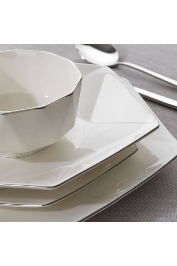 Hexa Dinner Set 56 Pieces - Platinum - 8