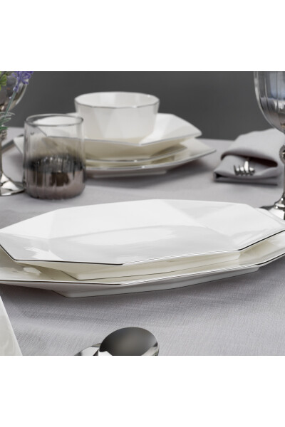 Hexa Dinner Set 56 Pieces - Platinum - 14