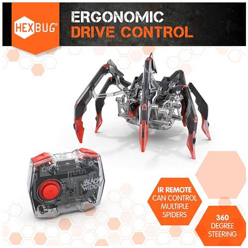 HEXBUG Remote Control Black Widow, Rechargeable Robot Spider Toys for Kids, Adjustable Robotic Black Widow Figure STEM Toys for Boys & Girls Ages 8 & Up - 4