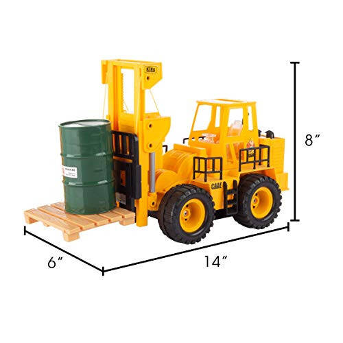 Hey! Oyna! Uzaktan Kumandalı Oyuncak Forklift - 1:24 Ölçek, Tamamen İşlevsel RC Forklift, Işıklar ve Ses Efektleri ile, Palet Dahil, Çocuklar İçin Taklit Varil, Kahverengi/a - 2