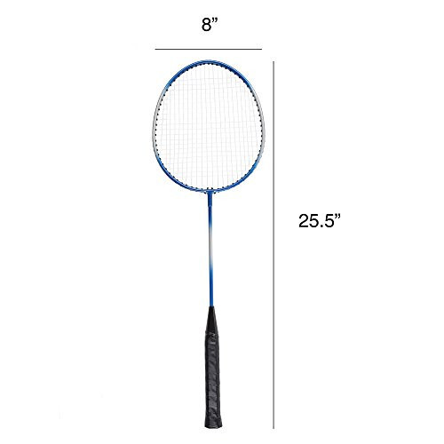 Hey! Play! Badminton Seti Tam Dış Mekan Bahçe Oyunu 4 Raket, Direkli Ağ, 3 Çift Çakmak ve Taşıma Çantası Çocuklar ve Yetişkinler İçin, Çok Oyunculu - 4