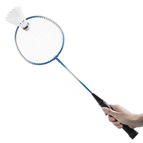 Hey! Play! Badminton to'plam to'plam tashqi hovli o'yini 4 raketka, ustunli to'r, 3 to'p va bolalar va kattalar uchun tashish sumkasi bilan, ko'p o'yinchi - 5