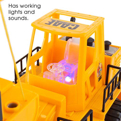 Hey! Play! Remote Control Toy Forklift– 1:24 Scale, Fully Functional RC Fork Truck with Lights and Sound, Includes Pallet, Pretend Barrel for Kids,Brown/a - 4