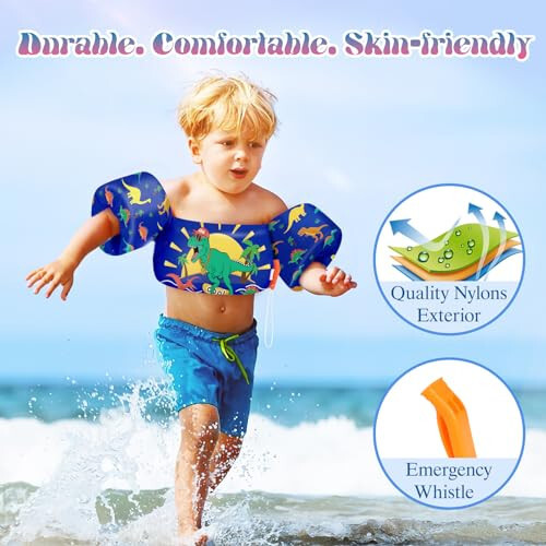 Heysplash Çocuk Yüzme Yeleği, Bebek Şişme Kolları, Çocuklar İçin Ayarlanabilir Kayışlı Sırt Çantası, Yüzme Ceket Su Kanadı Kol Bebek Şişme Kolları, Havuz Deniz Yüzme Yardımı Erkek Kız - 3