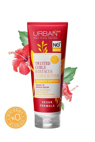 Hibiscus & Shea yog'i burmali va to'lqinli sochlar uchun shampun - sulfatsiz - 250ml - 16