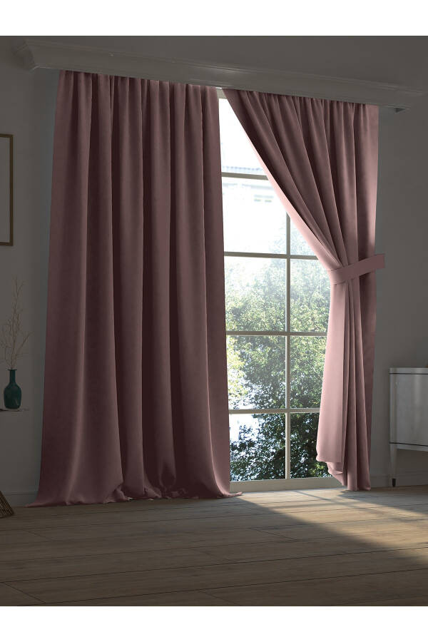 High Quality Powder Pink Blackout Curtain Extrafor Pleated Single Panel - 8