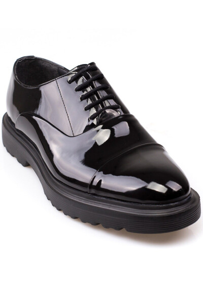 High Sole, Classic Black Patent and Matte Men's Shoes Suitable for Wedding and Suit - 1