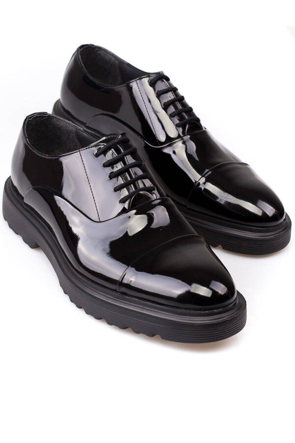 High Sole, Classic Black Patent and Matte Men's Shoes Suitable for Wedding and Suit - 3