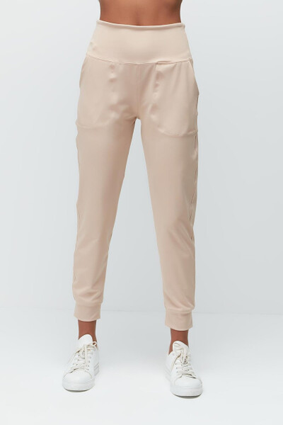 High Waist Cuffed Jogger Sweatpants 811 Beige - 3