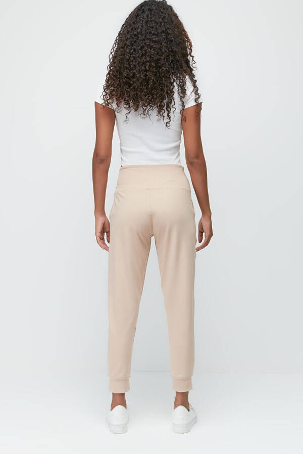 High Waist Cuffed Jogger Sweatpants 811 Beige - 4