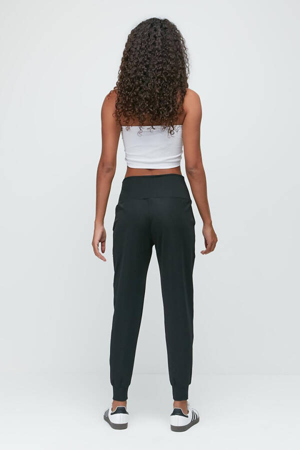 High Waist Cuffed Jogger Sweatpants 811 Black - 6