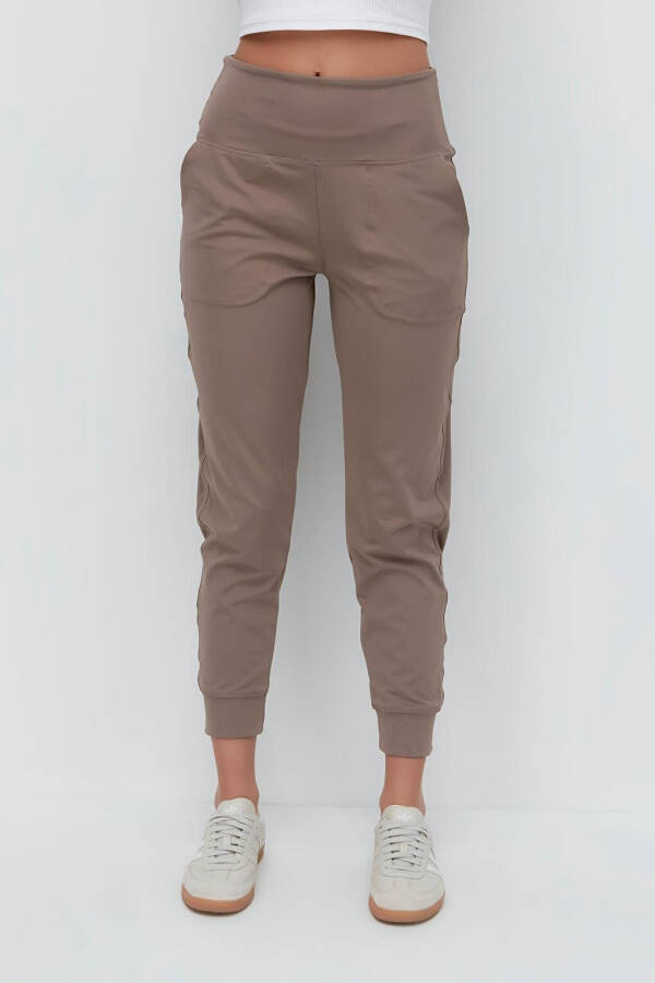 High Waist Cuffed Jogger Sweatpants 811 Brown - 4