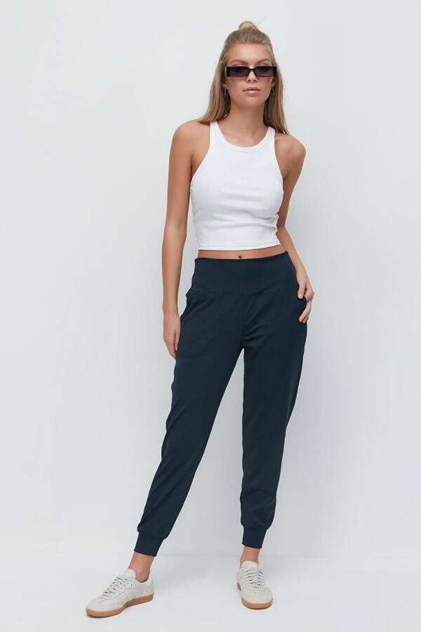 High Waist Cuffed Jogger Sweatpants 811 Charcoal - 4