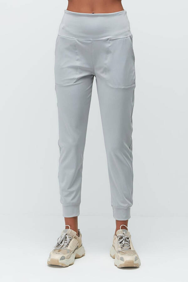 High Waist Cuffed Leg Jogger Sweatpants 811 Grey - 6