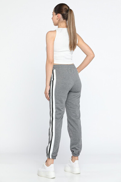 High Waist Side Stripe Women's Sweatpants with Elastic Waist and Cuffs - 5