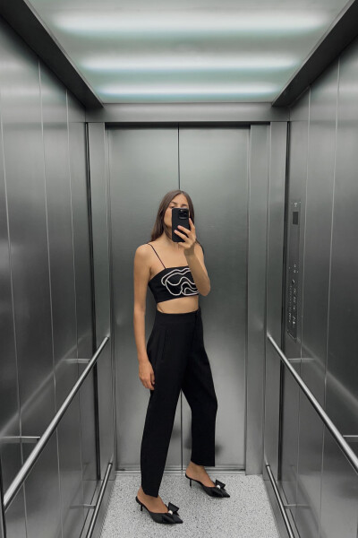 HIGH WAIST TROUSERS - Black - 7