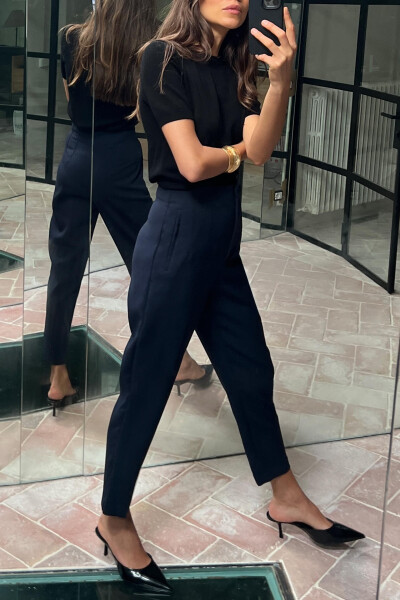 HIGH WAIST TROUSERS-NAVY - 9