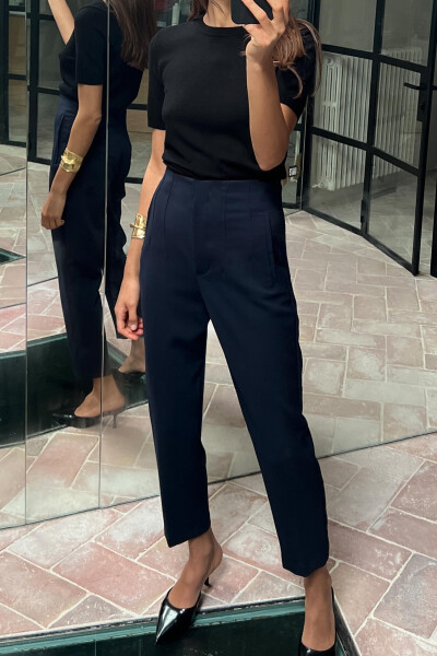 HIGH WAIST TROUSERS-NAVY - 10