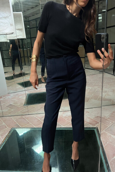 HIGH WAIST TROUSERS-NAVY - 11