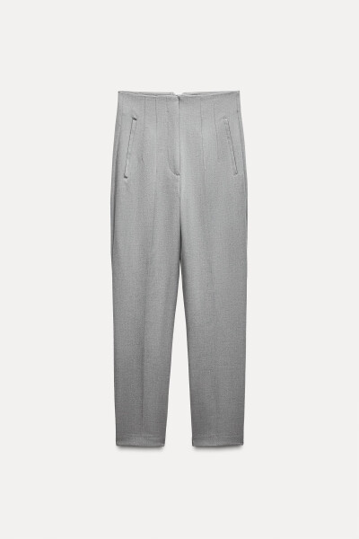 HIGH WAIST TROUSERS-Pearl grey - 14