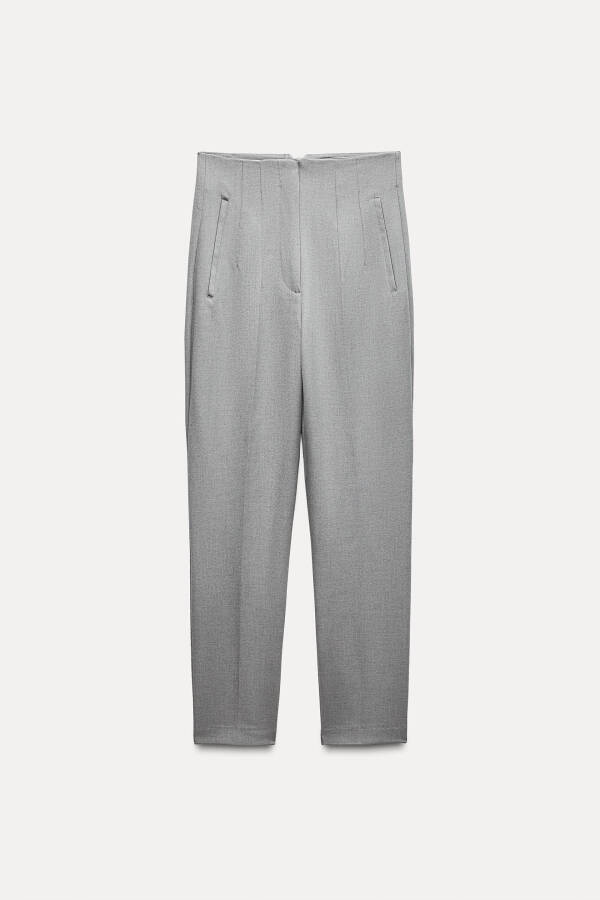 HIGH WAIST TROUSERS-Pearl grey - 8