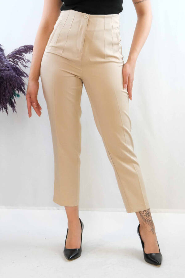 High Waist Trousers Stone - 1