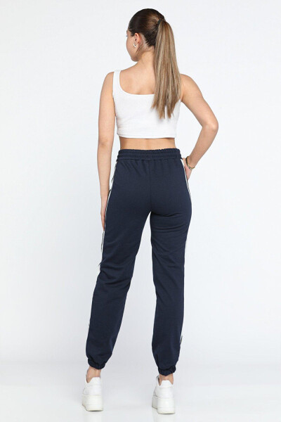 High Waisted Women's Sweatpants with Side Stripes and Elastic Waist and Cuffs - 3