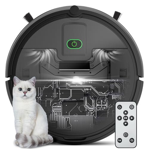 HiKiNS Upgraded Version Robot Vacuum Cleaner, 3500Pa Super Thin Robotic Vacuum, 120Mins Max, Tangle Free, Automatic,Pet Hair Robot Vacuum for Floor, Low Carpet,Black - 1