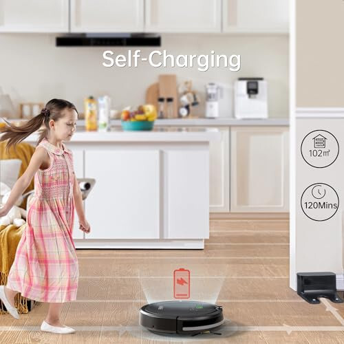 HiKiNS Upgraded Version Robot Vacuum Cleaner, 3500Pa Super Thin Robotic Vacuum, 120Mins Max, Tangle Free, Automatic,Pet Hair Robot Vacuum for Floor, Low Carpet,Black - 6