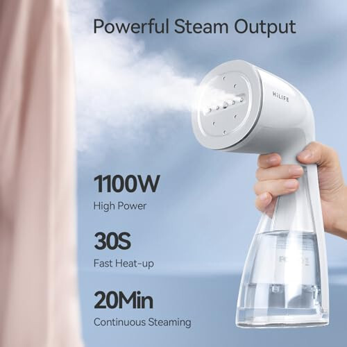 HiLIFE Steamer for Clothes, 1100W Clothes Steamer, Fast Wrinkle Removal with Large 300ml Tank, Ideal for All Fabrics, Easy to Use, Compact and Portable Travel Garment Steamer (white) - 3