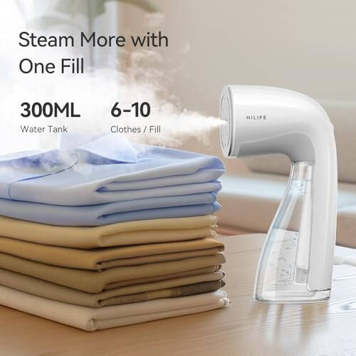 HiLIFE Steamer for Clothes, 1100W Clothes Steamer, Fast Wrinkle Removal with Large 300ml Tank, Ideal for All Fabrics, Easy to Use, Compact and Portable Travel Garment Steamer (white) - 4