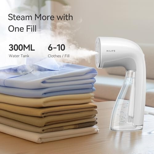 HiLIFE Steamer for Clothes, 1100W Clothes Steamer, Fast Wrinkle Removal with Large 300ml Tank, Ideal for All Fabrics, Easy to Use, Compact and Portable Travel Garment Steamer (white) - 6