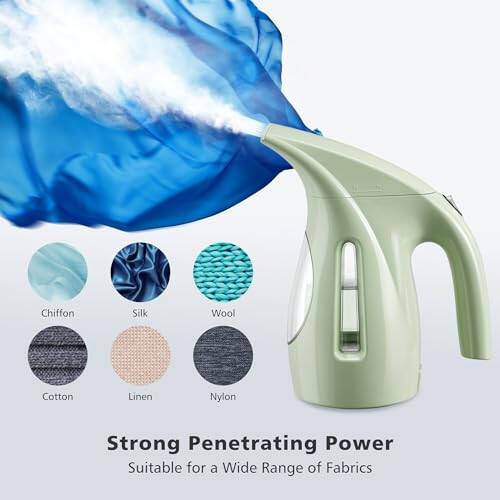 HiLIFE Steamer for Clothes, Portable Handheld Design, 240ml Big Capacity, 700W, Strong Penetrating Steam, Removes Wrinkle, for Home, Office and Travel (ONLY FOR 120V)(Green) - 3