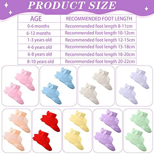 Hillban 9 Pairs Baby Lace Socks Girls' Ruffle Socks Newborn Infants Socks Princess Frilly Socks Lace Cotton Socks for Girls - 44