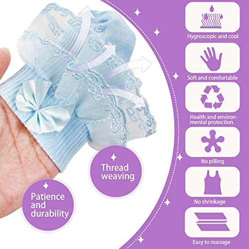 Hillban 9 Pairs Baby Lace Socks Girls' Ruffle Socks Newborn Infants Socks Princess Frilly Socks Lace Cotton Socks for Girls - 46