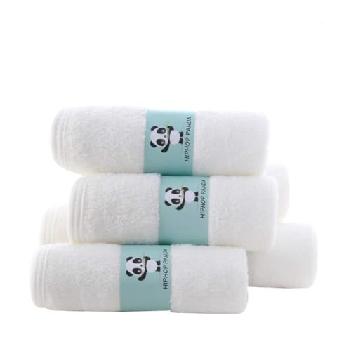 HIPHOP PANDA Baby Washcloths, Rayon Made from Bamboo - 2 Layer Ultra Soft Absorbent Newborn Bath Face Towel - Reusable Baby Wipes for Delicate Skin - White, 6 Pack - 23