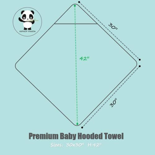 HIPHOP PANDA Hooded Towel - Rayon Made from Bamboo, Bath Towel with Bear Ears for Newborn, Baby, Toddler, Infant - Absorbent Large Baby Towel - Bear, 30 x 30 Inch - 5