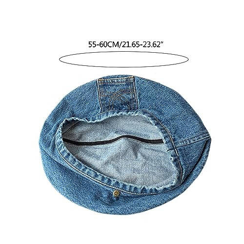 HISYI Women Beret Hat for Four Season Octagonal Hat Girls Spring Autumn Denims Breathable Headdress Soft Bonnet Hat - 5