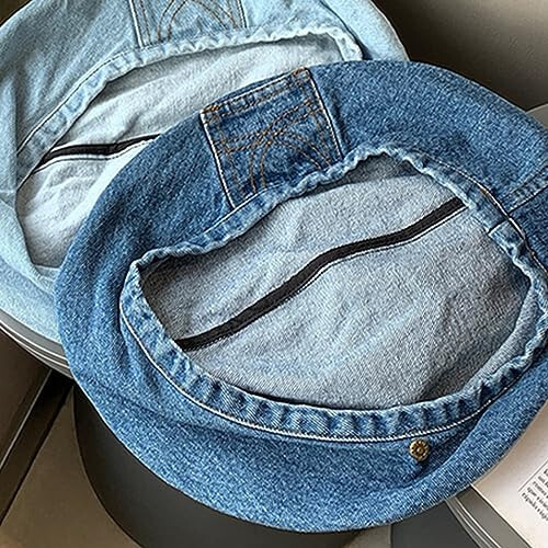 HISYI Women Beret Hat for Four Season Octagonal Hat Girls Spring Autumn Denims Breathable Headdress Soft Bonnet Hat - 7