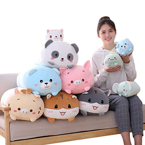 Hitoshe Panda Peluş Doldurulmuş Hayvan, Sevimli Panda Peluş Silindirik Vücut Yastığı Oyuncak Hediyeler Çocuklar İçin Doğum Günü, Sevgililer Günü, Noel, 8 inç - 4