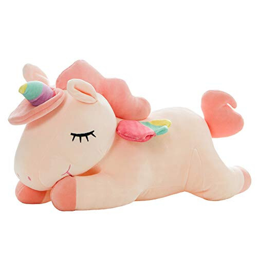 Hitoshe Unicorn Peluş Oyuncaklar, Yumuşak Unicorn Peluş Kucaklama Yastığı Oyuncak Hediyeler Çocuklar İçin (Pembe, 12 inç) - 1