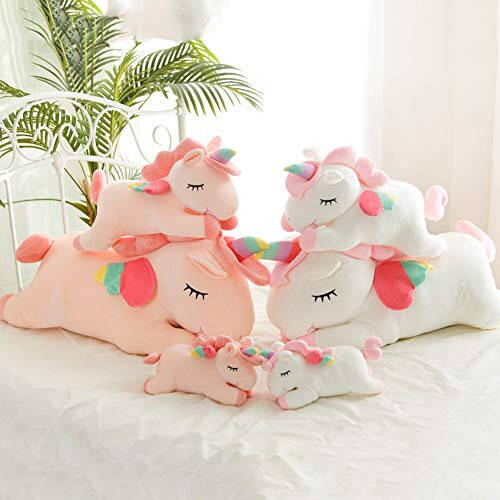 Hitoshe Unicorn Peluş Oyuncaklar, Yumuşak Unicorn Peluş Kucaklama Yastığı Oyuncak Hediyeler Çocuklar İçin (Pembe, 12 inç) - 5