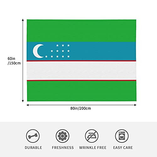 HKITCHENUS Flag of Uzbekistan Fleece Blanket Bed Linen Sofa Blankets Throw Size 80