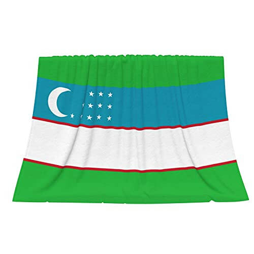 HKITCHENUS Flag of Uzbekistan Fleece Blanket Bed Linen Sofa Blankets Throw Size 80