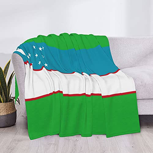 HKITCHENUS Flag of Uzbekistan Fleece Blanket Bed Linen Sofa Blankets Throw Size 80